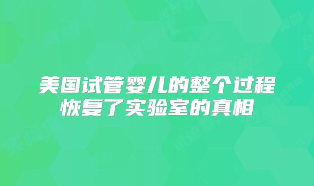 美国试管婴儿的整个过程恢复了实验室的真相