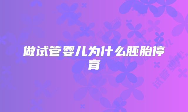 做试管婴儿为什么胚胎停育