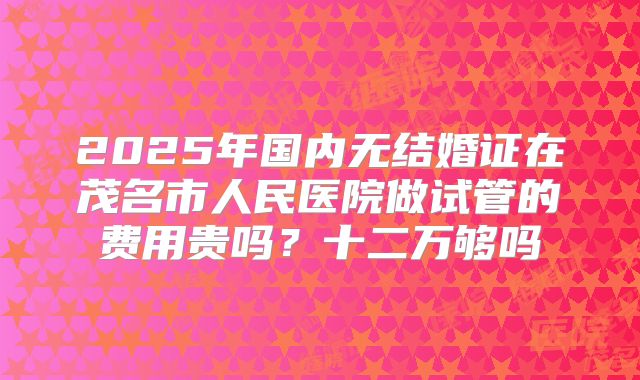2025年国内无结婚证在茂名市人民医院做试管的费用贵吗？十二万够吗