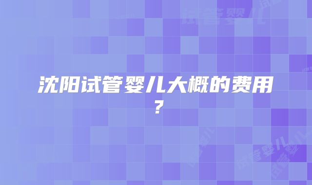 沈阳试管婴儿大概的费用?