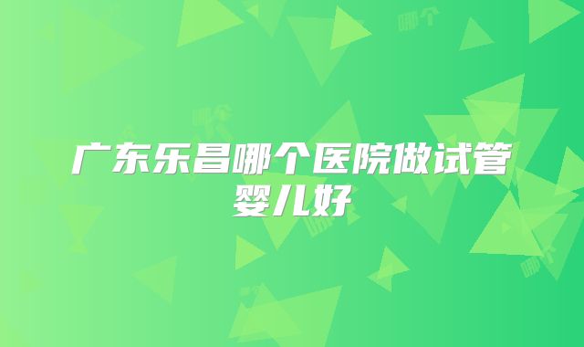广东乐昌哪个医院做试管婴儿好