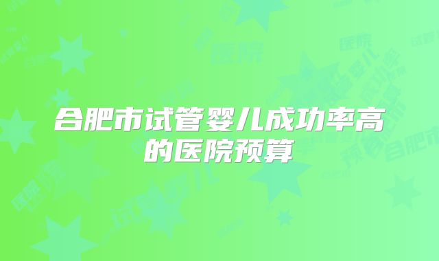 合肥市试管婴儿成功率高的医院预算