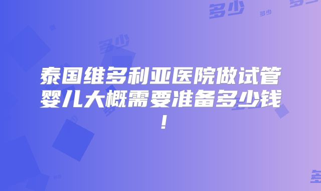 泰国维多利亚医院做试管婴儿大概需要准备多少钱！