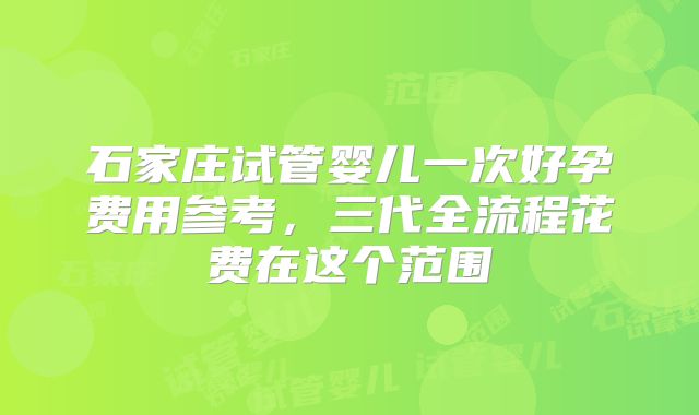 石家庄试管婴儿一次好孕费用参考,三代全流程花费在这个范围