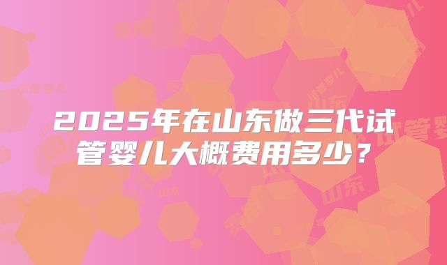 2025年在山东做三代试管婴儿大概费用多少？