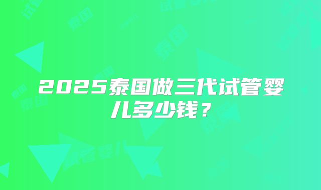 2025泰国做三代试管婴儿多少钱？