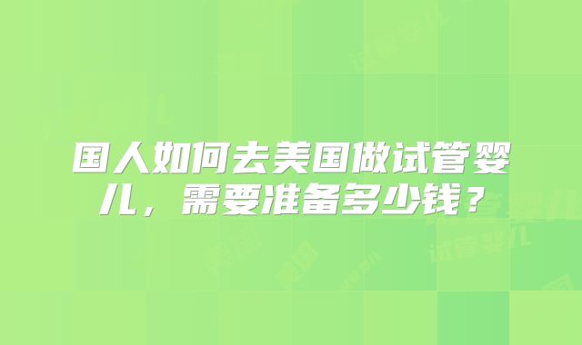 国人如何去美国做试管婴儿,需要准备多少钱?