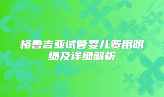 格鲁吉亚试管婴儿费用明细及详细解析