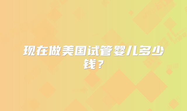 现在做美国试管婴儿多少钱？