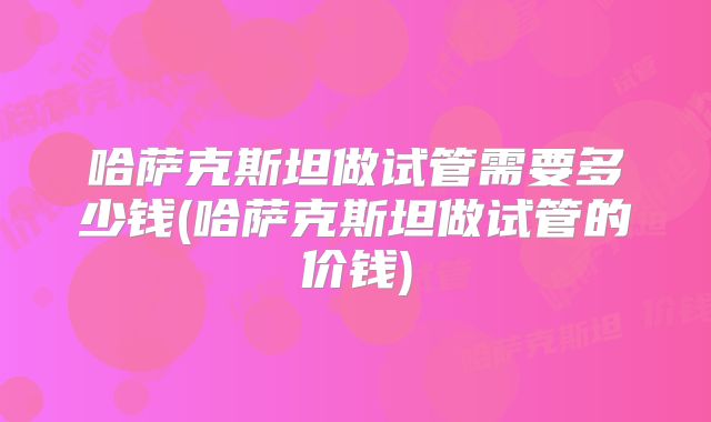 哈萨克斯坦做试管需要多少钱(哈萨克斯坦做试管的价钱)