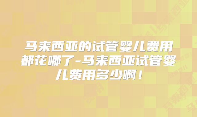 马来西亚的试管婴儿费用都花哪了-马来西亚试管婴儿费用多少啊！