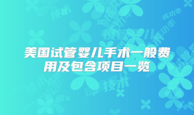 美国试管婴儿手术一般费用及包含项目一览