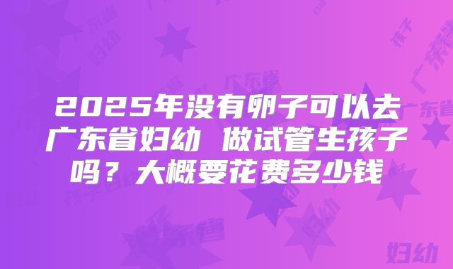 2025年没有卵子可以去广东省妇幼 做试管生孩子吗？大概要花费多少钱
