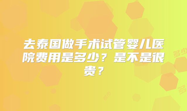 去泰国做手术试管婴儿医院费用是多少？是不是很贵？