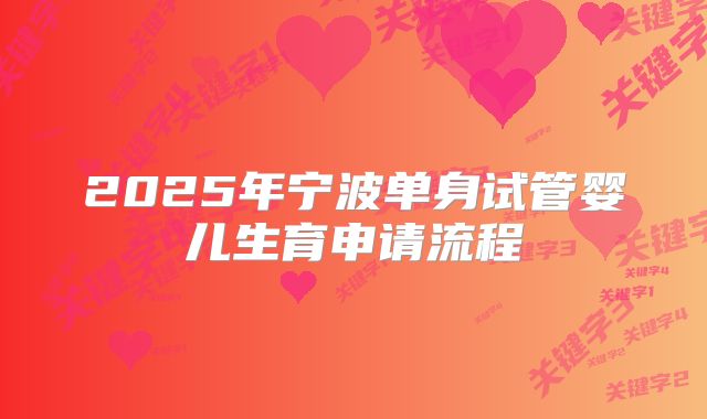 2025年宁波单身试管婴儿生育申请流程