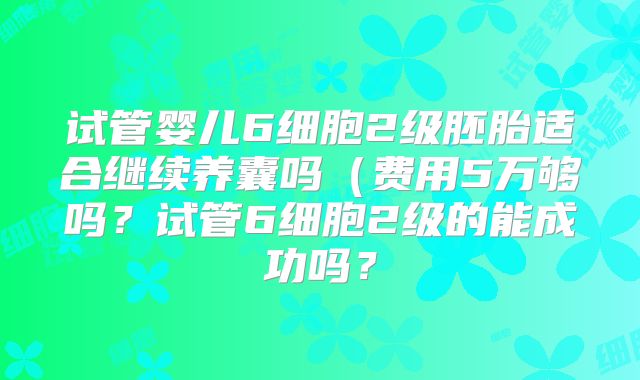 试管婴儿6细胞2级胚胎适合继续养囊吗（费用5万够吗？试管6细胞2级的能成功吗？