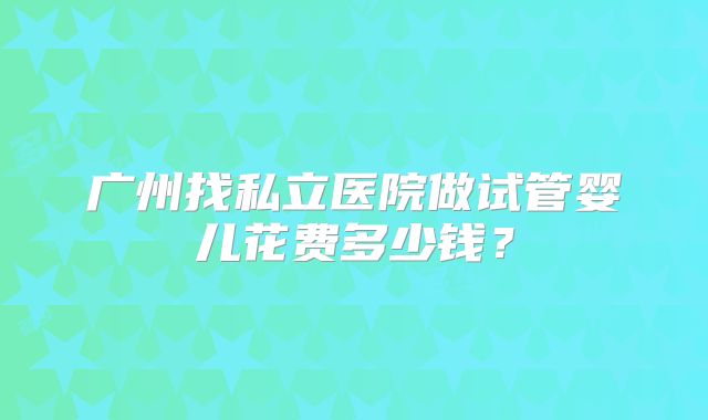 广州找私立医院做试管婴儿花费多少钱？