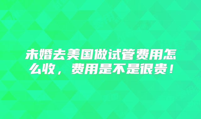 未婚去美国做试管费用怎么收，费用是不是很贵！