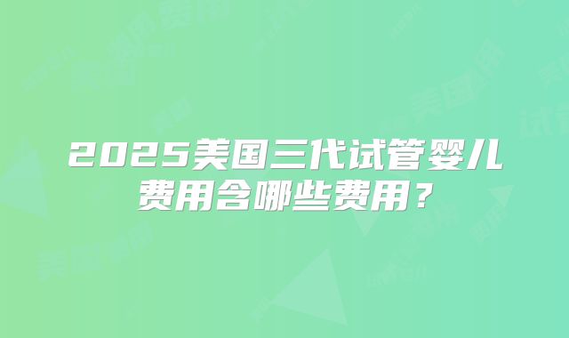 2025美国三代试管婴儿费用含哪些费用？