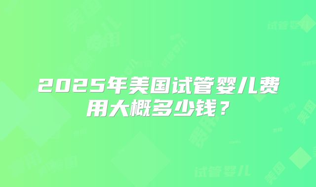 2025年美国试管婴儿费用大概多少钱？