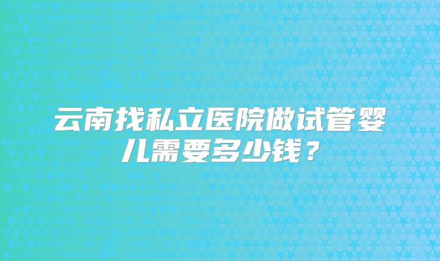 云南找私立医院做试管婴儿需要多少钱？