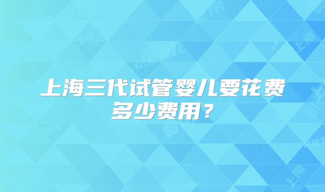 上海三代试管婴儿要花费多少费用？