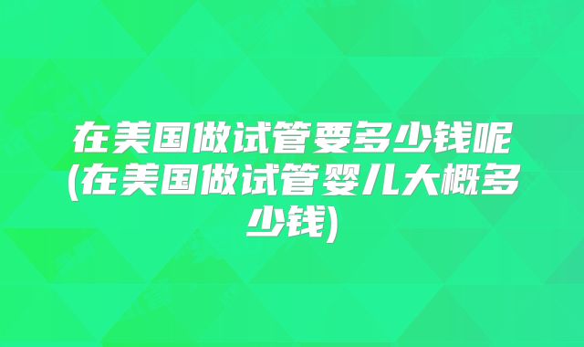 在美国做试管要多少钱呢(在美国做试管婴儿大概多少钱)
