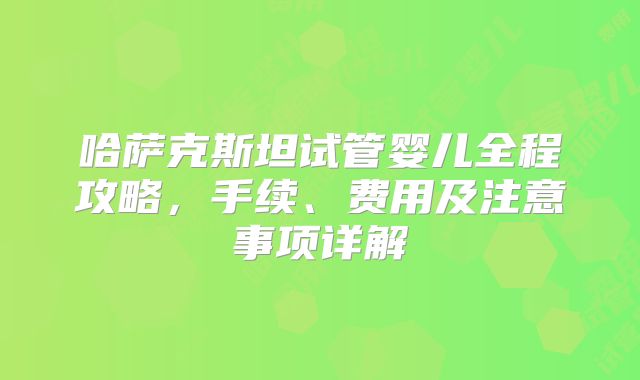 哈萨克斯坦试管婴儿全程攻略,手续、费用及注意事项详解