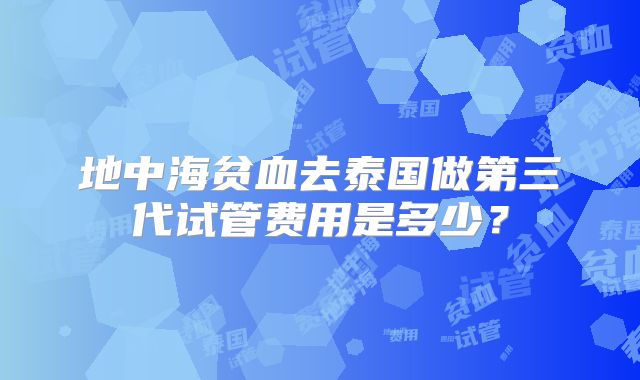 地中海贫血去泰国做第三代试管费用是多少？