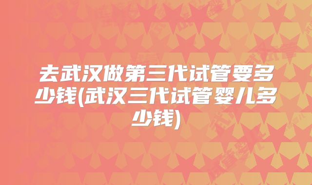 去武汉做第三代试管要多少钱(武汉三代试管婴儿多少钱)