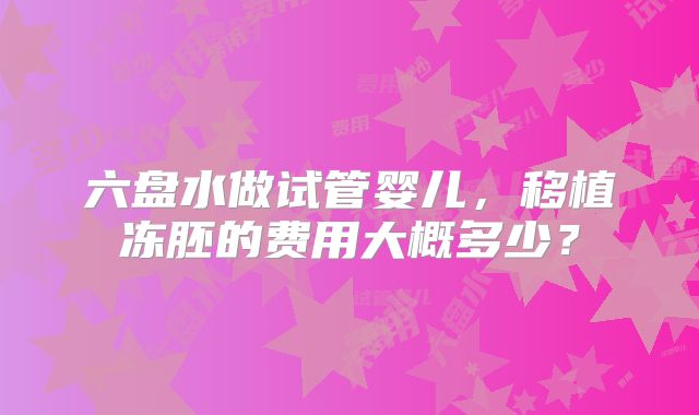 六盘水做试管婴儿，移植冻胚的费用大概多少？