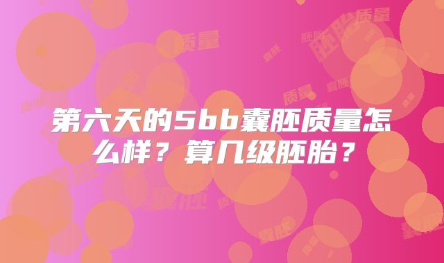 第六天的5bb囊胚质量怎么样?算几级胚胎?