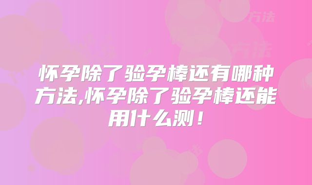 怀孕除了验孕棒还有哪种方法,怀孕除了验孕棒还能用什么测！