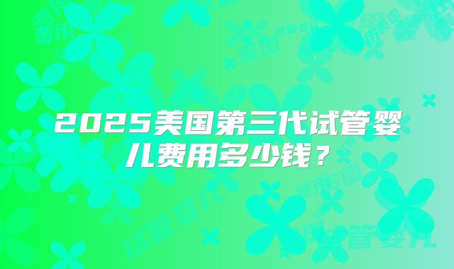 2025美国第三代试管婴儿费用多少钱？