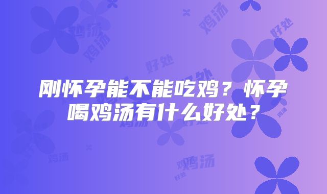 刚怀孕能不能吃鸡？怀孕喝鸡汤有什么好处？