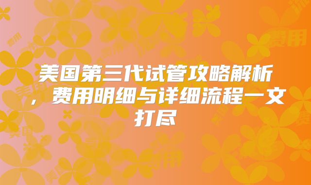 美国第三代试管攻略解析，费用明细与详细流程一文打尽