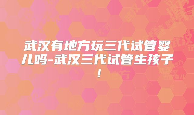 武汉有地方玩三代试管婴儿吗-武汉三代试管生孩子！