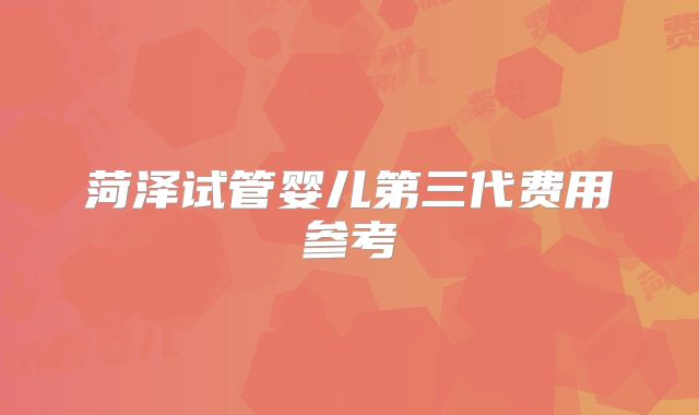 菏泽试管婴儿第三代费用参考