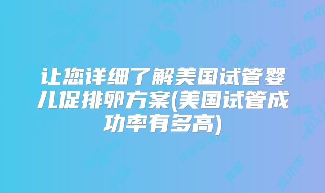 让您详细了解美国试管婴儿促排卵方案(美国试管成功率有多高)