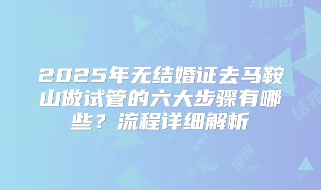 2025年无结婚证去马鞍山做试管的六大步骤有哪些？流程详细解析