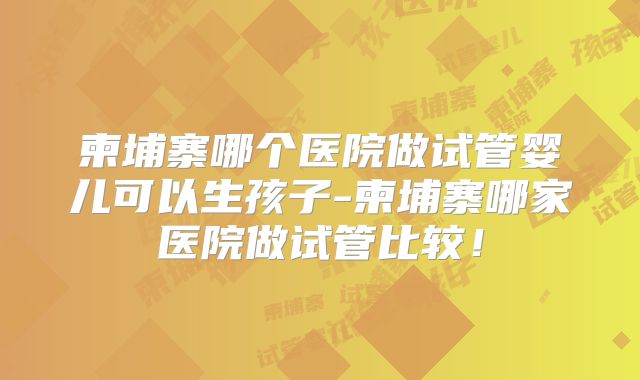 柬埔寨哪个医院做试管婴儿可以生孩子-柬埔寨哪家医院做试管比较！