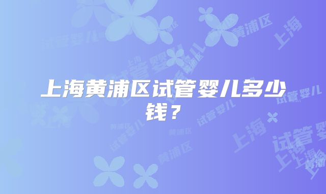 上海黄浦区试管婴儿多少钱？