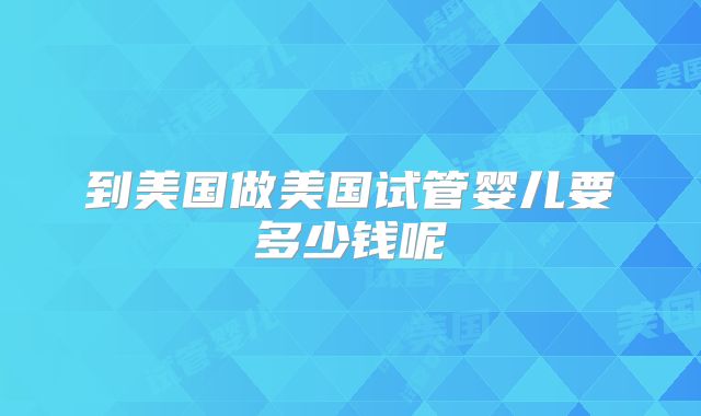 到美国做美国试管婴儿要多少钱呢