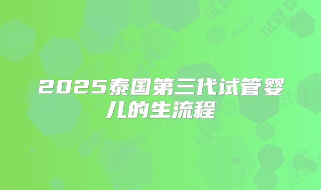 2025泰国第三代试管婴儿的生流程