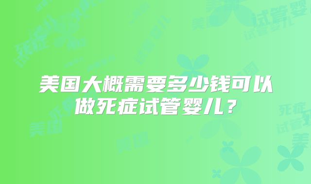 美国大概需要多少钱可以做死症试管婴儿？