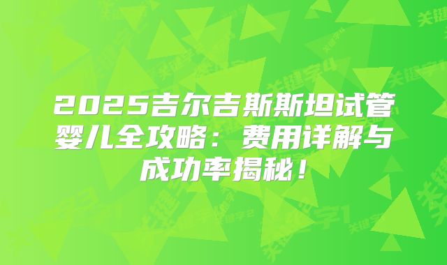 2025吉尔吉斯斯坦试管婴儿全攻略：费用详解与成功率揭秘！