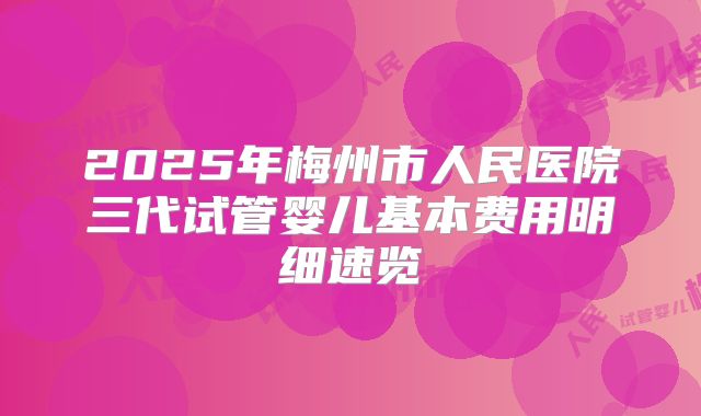 2025年梅州市人民医院三代试管婴儿基本费用明细速览