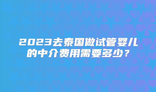 2023去泰国做试管婴儿的中介费用需要多少？