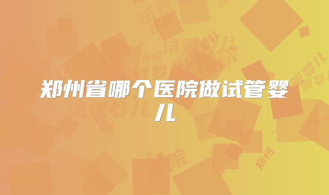 郑州省哪个医院做试管婴儿