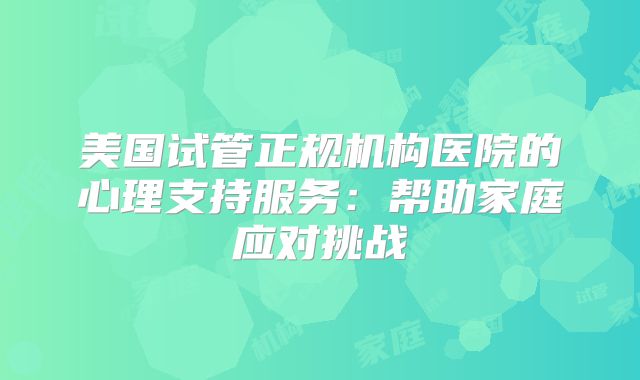 美国试管正规机构医院的心理支持服务:帮助家庭应对挑战